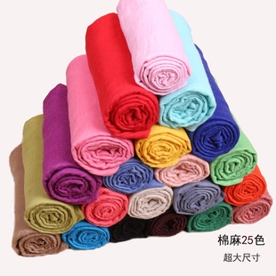 防晒学生百搭款 春秋纯色棉麻围巾女长款 夏季 韩版 空调披肩两用 冬季