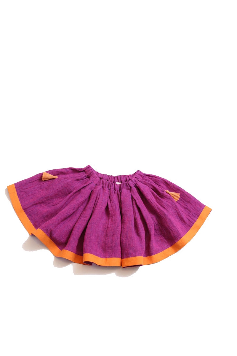 ss17清仓 tia cibani女童半身裙圆裙亚麻挂穗裙 裙子 g-sk11