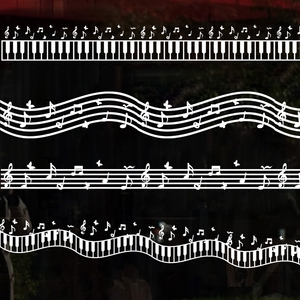 音乐腰线贴黑板贴玻璃贴纸音乐教室贴音符贴纸五线谱钢琴键定制贴