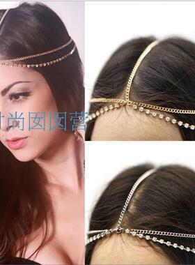 欧美头链head chains 个性合金带钻爪链头链BY380 外贸热销发饰