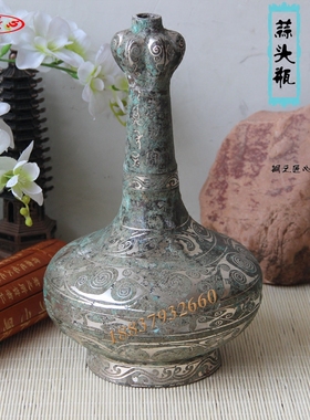 工艺蒜头瓶影视道具仿古青铜器
