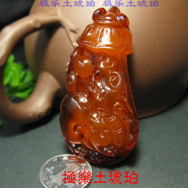 【极乐土琥珀】3293天然琥珀蜜蜡吊坠 貔貅 天然蜜蜡吊坠 真品