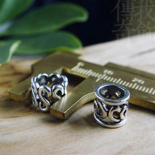 镂空鸡血藤手镯配件藤头民族风古银套头藏银复古管珠扣头包头材料