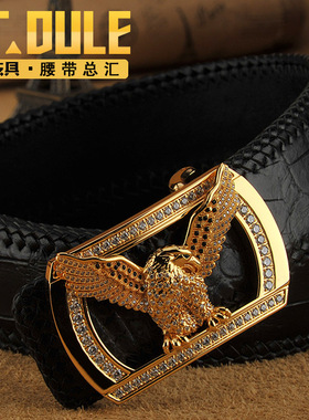 不锈钢平滑扣时尚风鹰头镶钻皮带