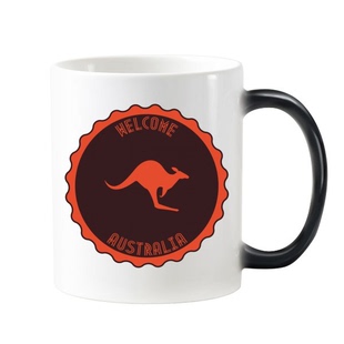 澳大利亚风情袋鼠徽章陶瓷变色马克杯加热变色咖啡杯牛奶杯水杯