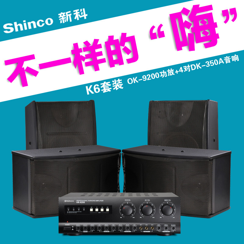 Shinco/新科 K6大功率家用专业KTV套装 会议音响卡拉OK音箱一拖四