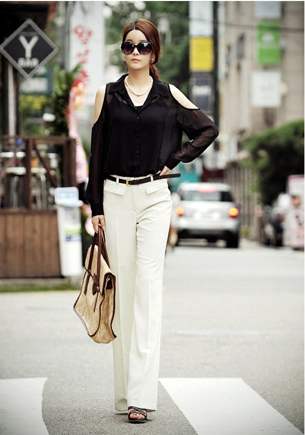 女裤秋款长裤韩版显瘦直筒裤子外穿百搭米白色休闲裤西装裤大码