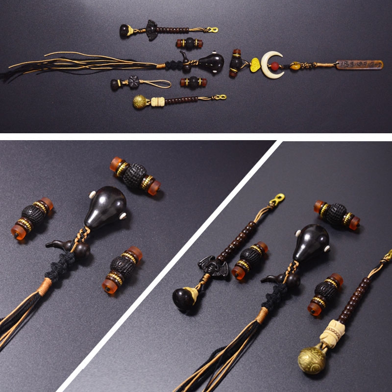 星月菩提子念珠DIY配饰套装108颗小金刚手串项链黑檀木三通侧挂饰