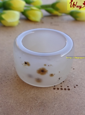 天然水草花玛瑙海洋玉髓扳指戒指