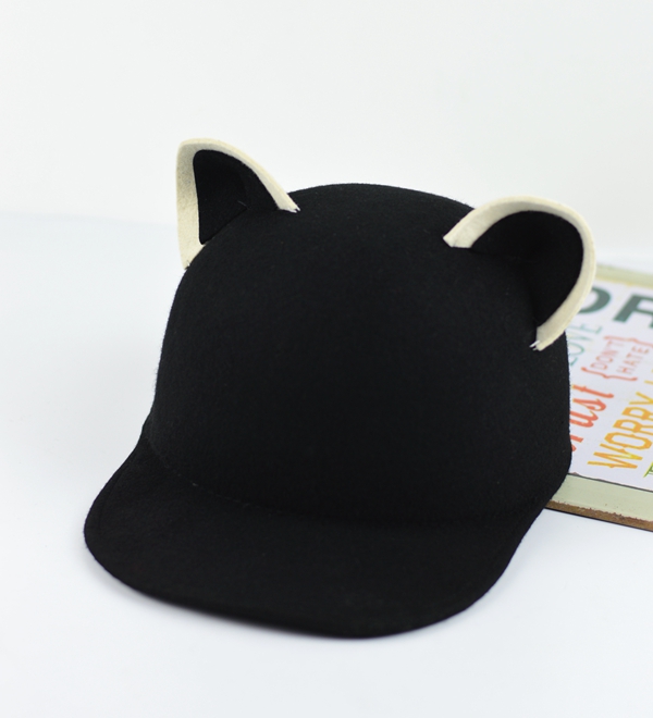 Xie Na, Yao Chen, the same cute cat ear hat, womens autumn and winter versatile woolen top hat, little devil cute hat tide