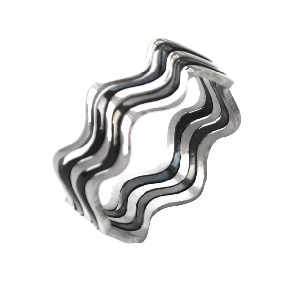 祯蓝明星同款彩银彩金戒指 钛钢男霸气日韩潮人多层个性 食指指环