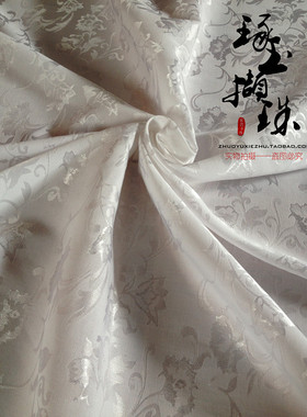 琢玉撷珠 白色提花棉 楚天行 喇叭花 古装汉服 娃衣 COS 面料