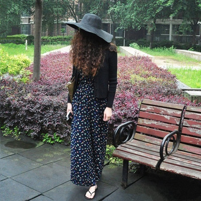 夏季新款女装碎花雪纺垂感休闲裤