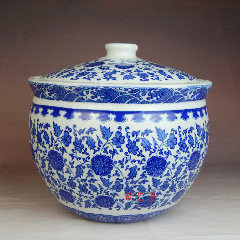 Jingdezhen Ceramic Blue and white porcelain 10 Jin 20 Jin migang rice bucket Tea pot jar Sweets and snacks dried foodin the Kitchen/Cooking utensils , Kitchen Gadgets/Kitchen storage , Storage jars/Kitchen storage containers , M barrels/Migang  category - from Buy2taobao.com to provide professional Taobao agent buy service