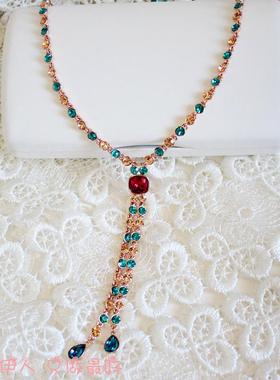 威妮华比拉玫瑰金满天星奢华彩色气质新款毛衣链长项链限量