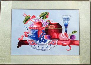 苏州刺绣机绣仿手工苏绣餐厅装饰画成品德丰葡萄水果厨房礼品软裱
