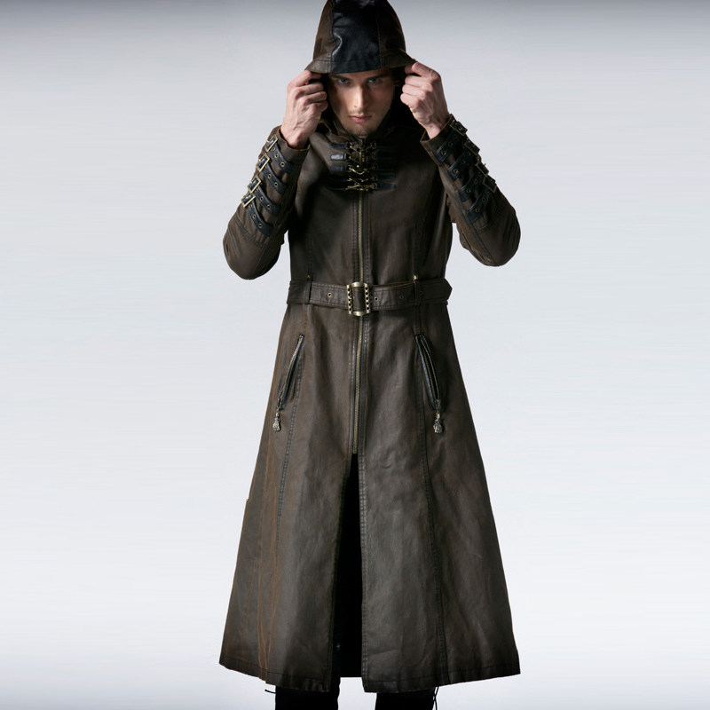 魔叹╋ punk rave 蒸汽朋克视觉gothic歌德连帽军装长风衣 y550