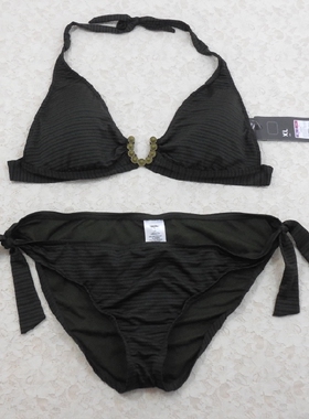 F534外贸原单系带性感聚拢效果好 比基尼泳衣套装 XL泳衣 L泳裤