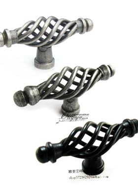 KA03-69mm现代欧式橱柜门把手田园衣柜抽屉拉手黑色单孔鸟巢