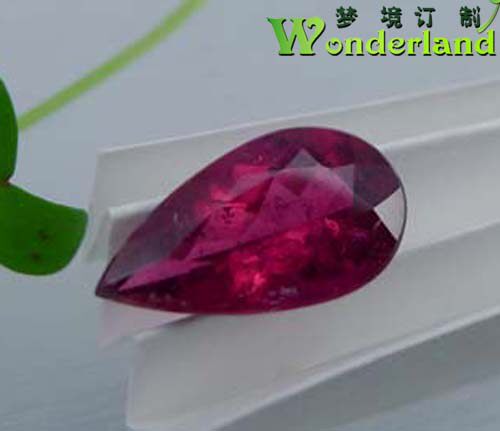 天然红宝石色桃红Rubellite碧玺电气石彩色宝石珠宝水滴戒面裸石