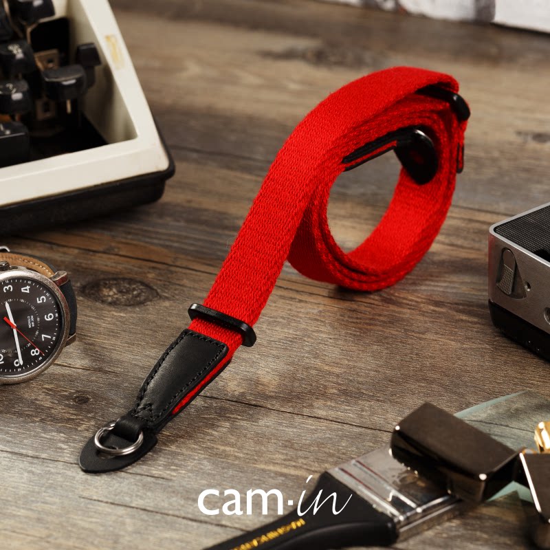 cam-in 真皮圆孔棉质单反相机背带适用于微单摄影肩带 索尼富士