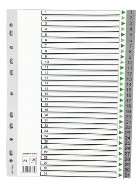 金得利分页纸T1031 31页隔页纸 胶质分页纸 灰色数字分类索引卡
