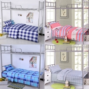 Cotton ký túc xá sinh viên giường đơn lưới màu xanh ba mảnh phòng ngủ màu xanh tinh khiết chàng trai và cô gái giường tầng chăn lanh đặc biệt - Khăn trải giường