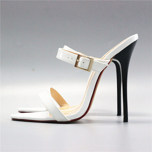 13CM性感一字带细跟大码凉拖