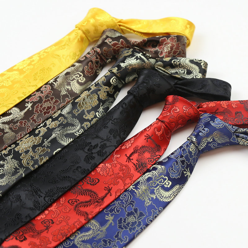 复古刺绣红色男士正装结婚领带