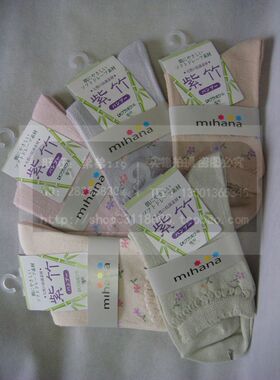 现货供应日产米哈娜 97131 棉 小花提花 天然抗菌素材女袜