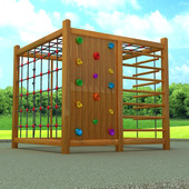 儿童户外攀爬架幼儿园游乐设施公园儿童游乐区木质爬网组合滑梯