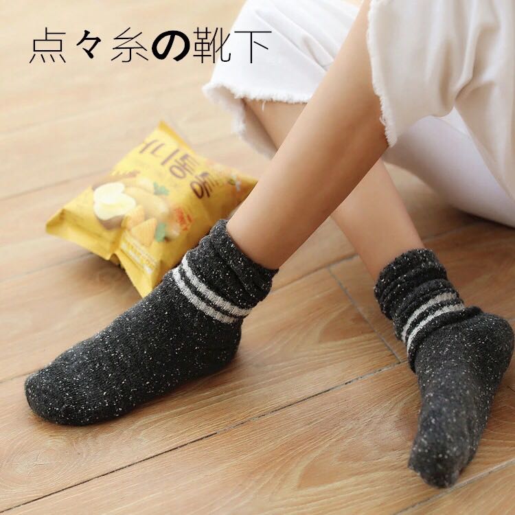 vivi 雜志同款點點紗兩杠學院風日系原宿堆堆襪中筒女襪子秋冬季