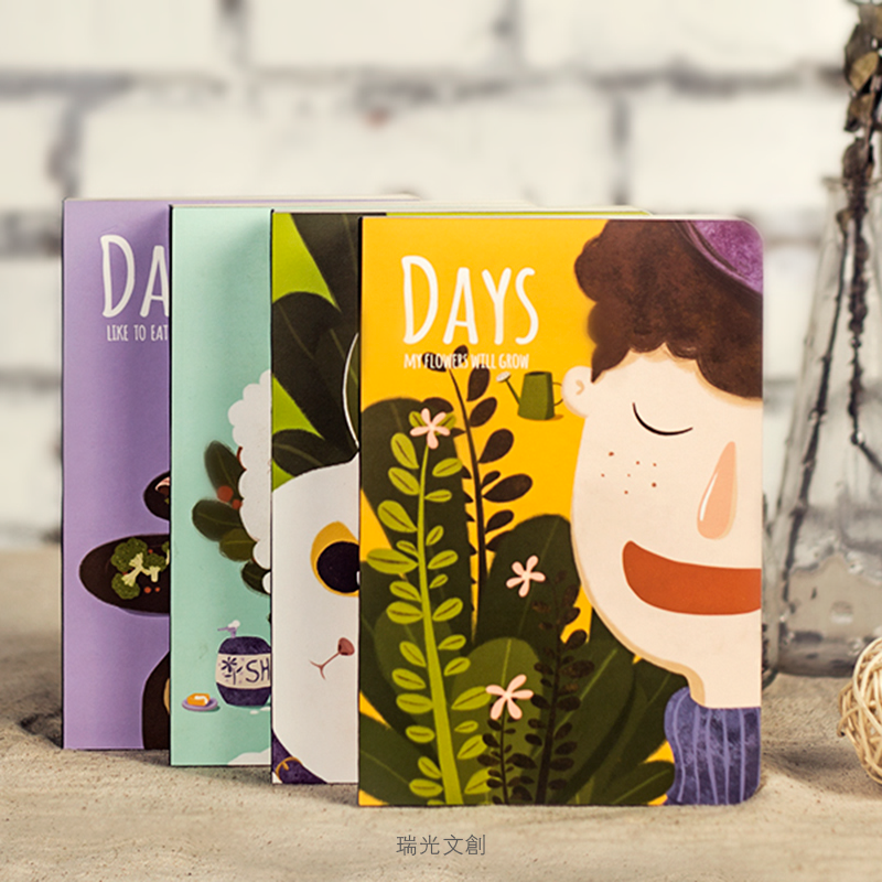 瑞光原创线装笔记本文具清新卤猫风插画创意手绘空白本—days系列