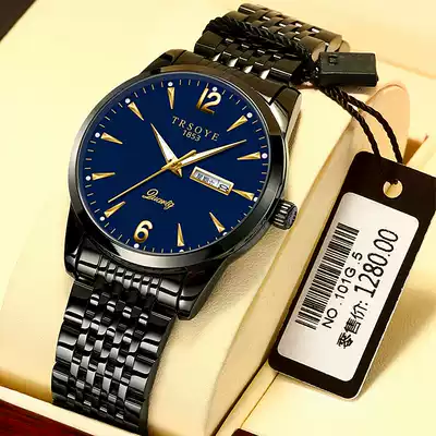 Domineering men's watch Double calendar Mechanical watch Men's quartz watch Waterproof luminous steel belt watch Business watch Fully automatic