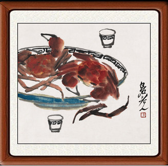 装饰画国画真迹餐厅客厅新中式花鸟画挂画卧室仿齐白石秋味赠装裱