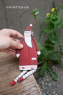 实木手工雕刻木质彩绘插画圣诞老人吊脚家居装饰挂件儿童房壁饰