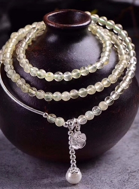 多圈手串配饰贝珠天然葡萄石