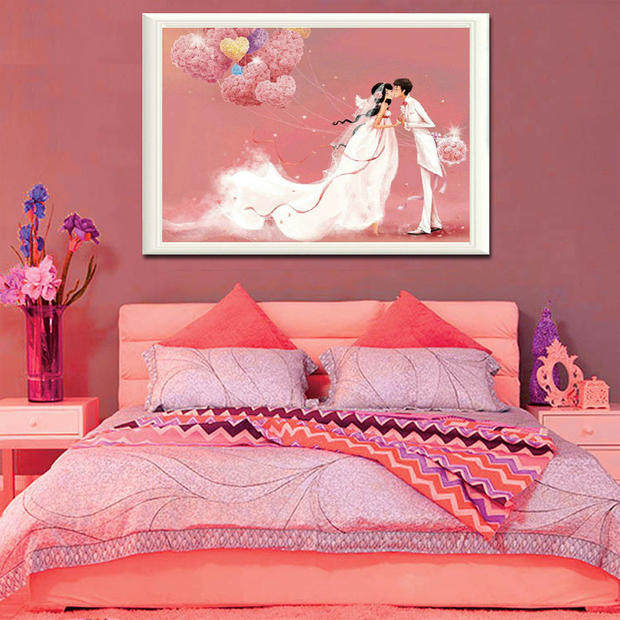 2021新款珠子点钻石画结婚送人浪漫情侣婚礼卧室满钻粘钻贴十字绣