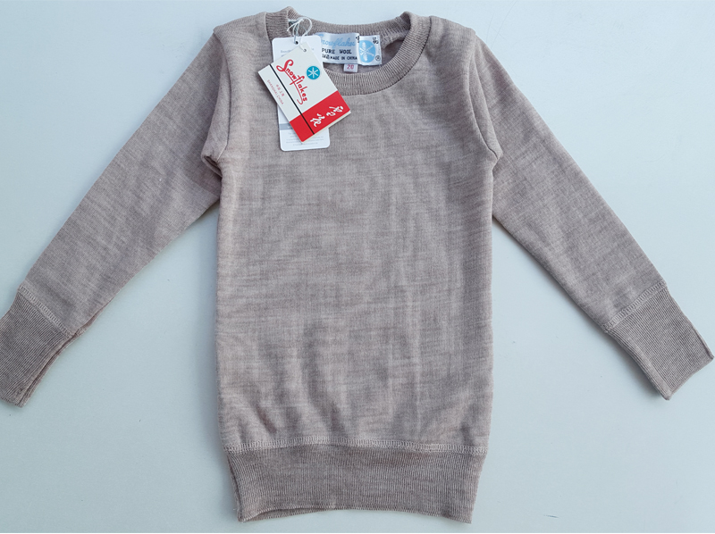 儿童圆领羊毛衣加绒上海雪花牌套头男女童纯羊毛内衣2025秋冬童装