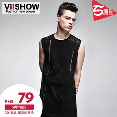 Viishow2015 summer dress new style cotton shirt in Europe and end of stitching of men shirts slim black vest