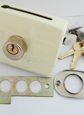 仙阁三保险117弹子门锁 三舌锁 铜芯老式防盗门锁 木门库房锁包邮