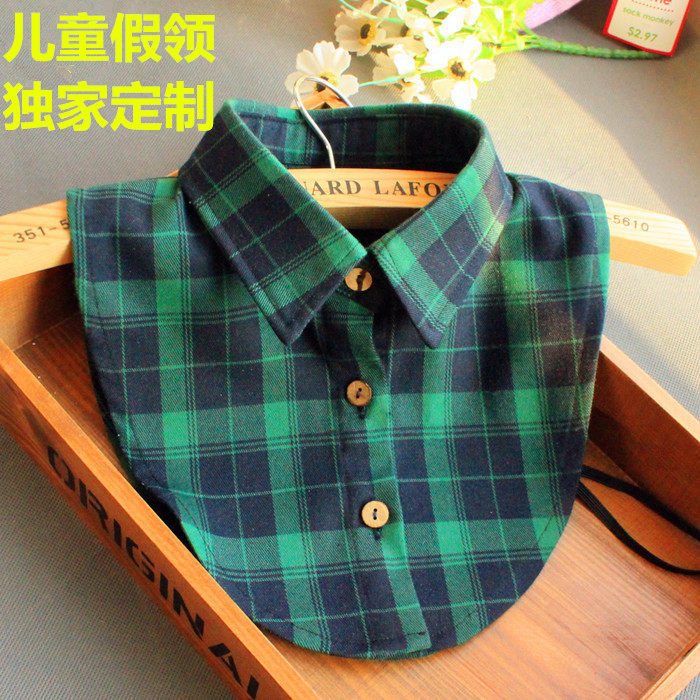 新款定制男女儿童假领子磨毛纯棉小孩子半截衬衫学生小码假衣领格