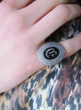 现货古着黑钻纯银尾戒