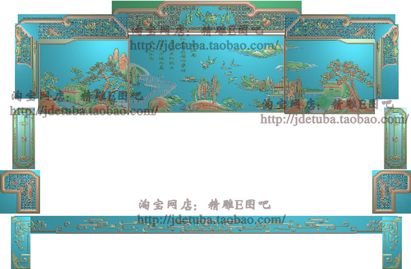 包邮高清设计素材木雕素材精雕图灰度图精品吉祥三宝沙发限时疯抢图片
