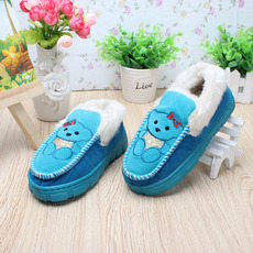 Pantoufles enfants en suède pour hiver - semelle caoutchouc - Ref 1010590 Image 16