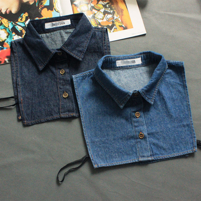 秋冬春假领子牛仔领纯棉翻领衬衫领半截打底领男女通用儿童假领