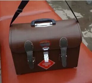 牛皮制大号医药箱 老式出诊医用药箱 皮革医疗急救箱 家庭保健适