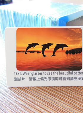 海豚图 偏光太阳镜测试卡 墨镜测试图 隐形光图文加密 批发 定制