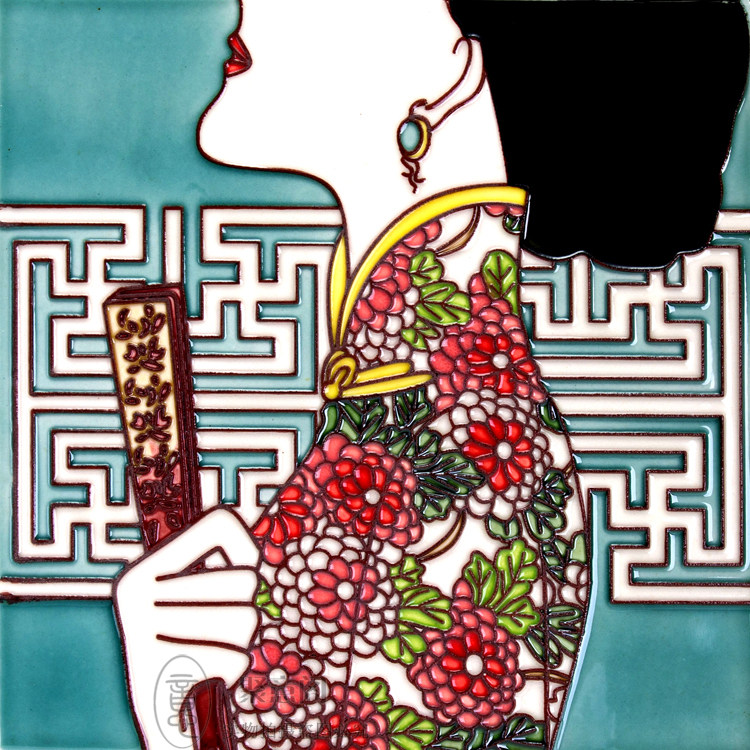 中国风格手绘瓷板画,陶瓷画,无框画,外宾礼品,商务会议礼品