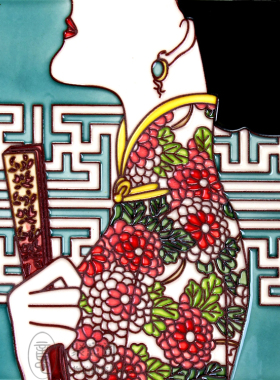 中国风格手绘瓷板画，陶瓷画，无框画，外宾礼品，商务会议礼品